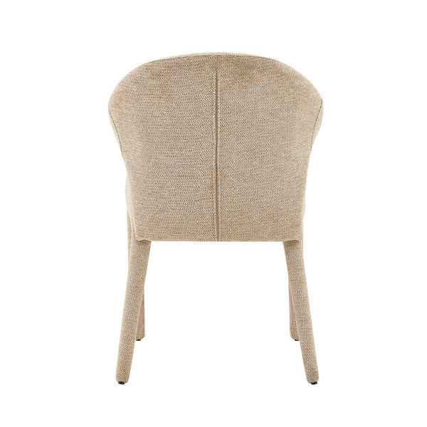 English Elm Modern Chenille Linen Accent Chair Sculptural Hollow Back Swivel Seat for Dining Vanity Khaki W3493P456190