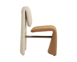Sunpan DUNNINGTON Dining Chair - Modern Elegance with Textured Upholstery and Sleek Metal Support Design Brown 112873