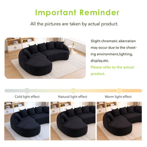 English Elm New Modular Chenille Sectional with Deep Curved Chaise and High-density Foam Seating W2231S00054