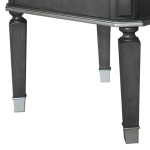 English Elm House Beatrice Charcoal & Light Gray End Table with Drawer, Silver Trim, KD Assembly, Modern Chic B2726P244956
