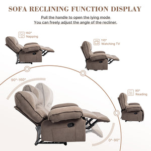 English Elm Oversized Velvet Push-Back Recliner Chair Sofa with Massage Pillow, Super Soft Fleece Comfort and Easy Assembly Brown W1403S00004