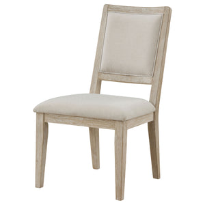 English Elm Verdugo White Washed Cushioned Dining Chair Set of 2 — Rustic Farmhouse Beige Upholstered Comfort, Solid Wood Durable Elegance B062P299978