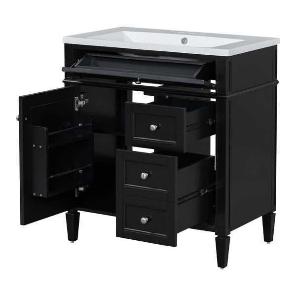 English Elm 30'' Modern Bathroom Vanity With Sink, Stylish Storage Cabinet & Tip-Out Drawer For Organized Elegance SW000122AAB-2