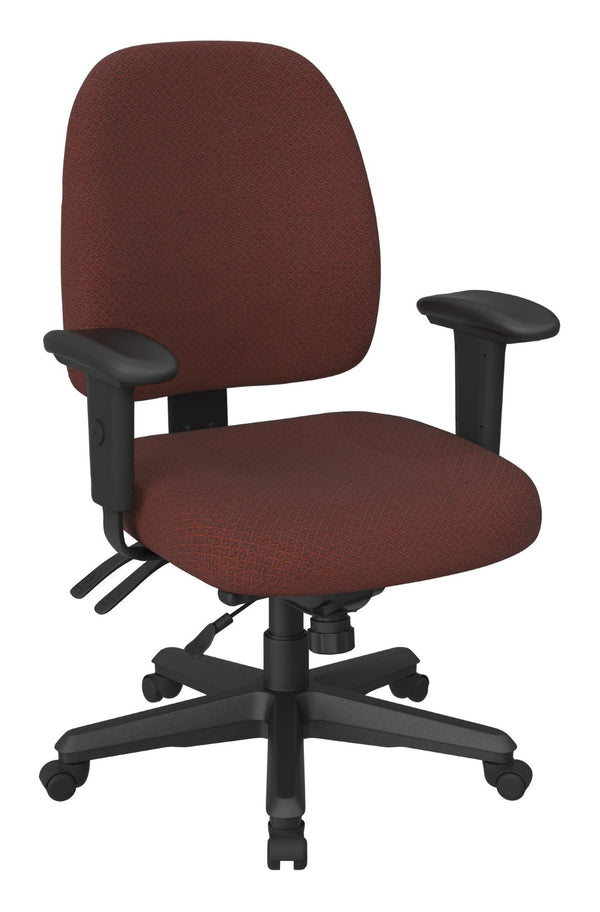 OSP Home Furnishings Ergonomics Chair with Lumbar Support Adjustable Arms and Greenguard Certified Comfort Garnet 43808-105