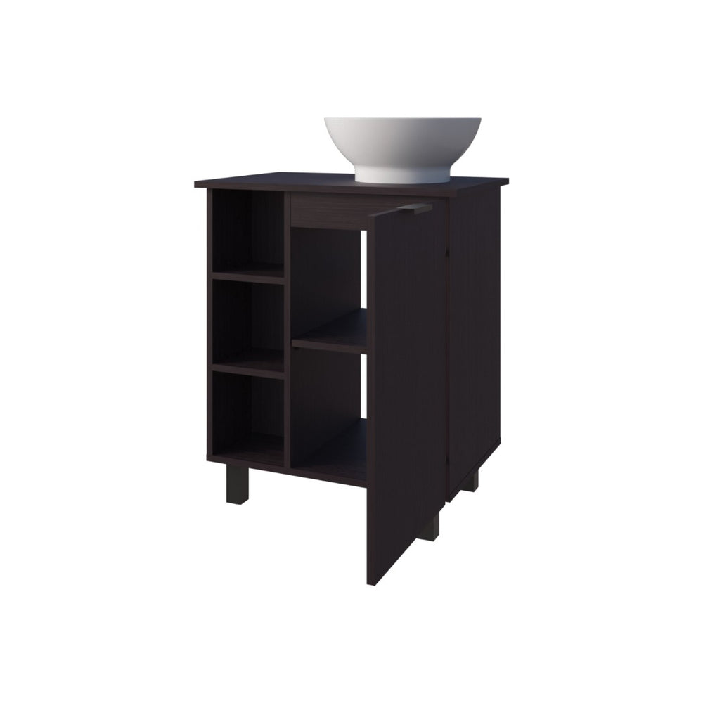 English Elm Wengue Bathroom Vanity With 8 Storage Shelves & Elegant Design For Compact Spaces & Modern Style B062P355666-GIGA