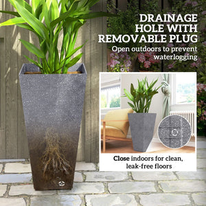 English Elm Tall Stackable Polypropylene Outdoor Planters Set of 2 Tapered Patio Flower Pots T3971P459673