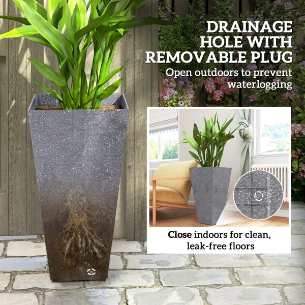English Elm Tall Stackable Polypropylene Outdoor Planters Set of 2 Tapered Patio Flower Pots T3971P459673