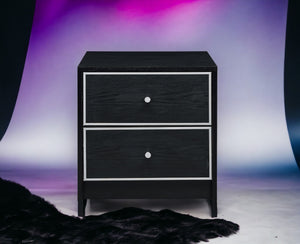 English Elm Jabir Modern Black & Silver Accent Table with Two Drawers, Composite Wood Storage, Sleek Design B2726P243246