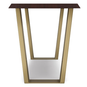 English Elm Lewis Handcrafted Cognac Acacia Bench with Gold U-Shaped Metal Legs, 42" Contemporary Accent Seat B136P158827