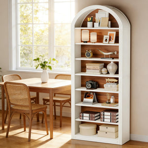 English Elm Display Cabinet Wall Mounted 5 Tier Glass Door Shelving for Collectibles Matte Black White T3971P449777