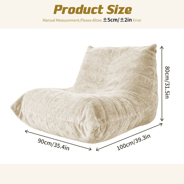English Elm Ftmmc-lanse Chenille Bean Bag Chair Full Body Support for Reading and Media Rooms White W3737P458670