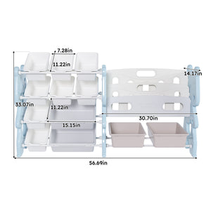 English Elm Kids Toy Storage Organizer with 12 Bins, Space-Saving Non-Toxic Cabinet for Neat Playroom Storage Blue W509P288472