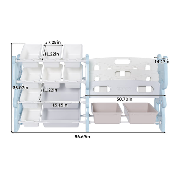 English Elm Kids Toy Storage Organizer with 12 Bins, Space-Saving Non-Toxic Cabinet for Neat Playroom Storage Blue W509P288472