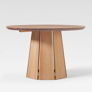 48" Round Solid Wood Pedestal Dining Table Cerused White KOAD1DCWWS Walker Edison