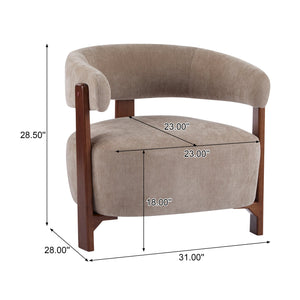 English Elm Christopher Knight Home® - ACCENT Arm Chair with Modern Minimalist Fabric Upholstery, Solid Rubber Wood Legs, Sturdy Comfort Light Brown,Walnut 29 L x 27.75 W x 21 H N776P368457B