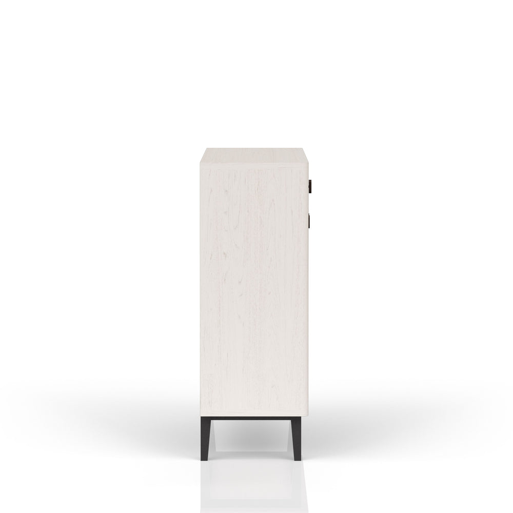 English Elm Bar Cabinet Solid Wood & MDF in Vanilla White Pecan Finish with Soft‑Close European Hinges, Modern Design B2699P296295