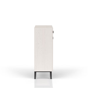 English Elm Bar Cabinet Solid Wood & MDF in Vanilla White Pecan Finish with Soft‑Close European Hinges, Modern Design B2699P296295