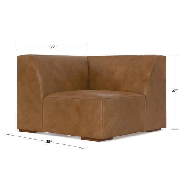 English Elm Rex Corner Sofa Module - Luxurious Caramel Brown Leather Seating For Modern Homes & Custom Comfort B136P199220-GIGA
