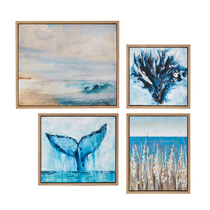 Madison Park Seascape Coastal 4-piece Framed Canvas Wall Art Set MP95C-0146A Blue