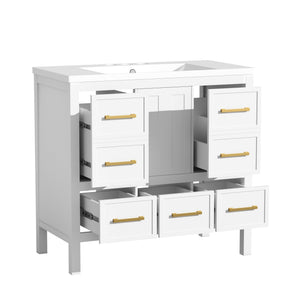 English Elm 72'' Elegant Freestanding Bathroom Vanity Set With Resin Sink, Soft-Closing Drawers & Ample Storage N710SS00012K