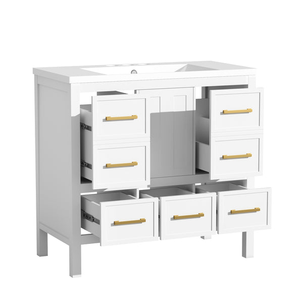 English Elm 72'' Elegant Freestanding Bathroom Vanity Set With Resin Sink, Soft-Closing Drawers & Ample Storage N710SS00012K
