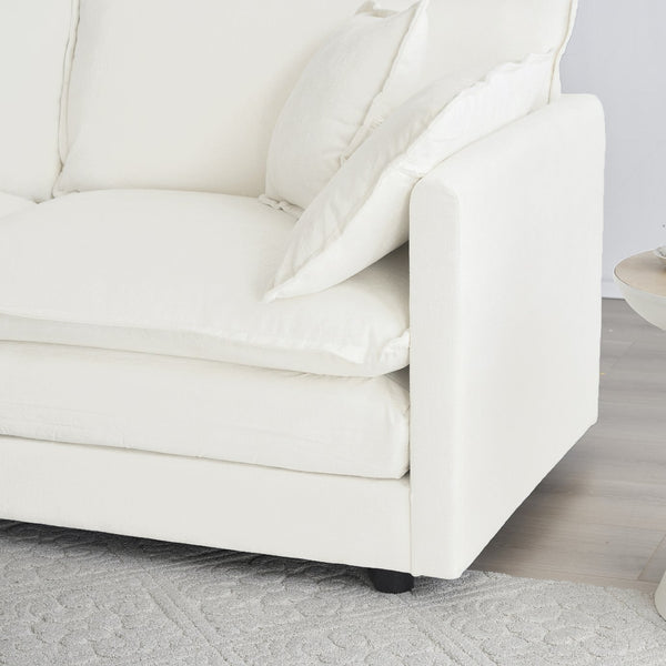 English Elm Accent Armchair Set of Two Chenille Upholstered with Toss Pillow Solid Wood Frame W714S00546