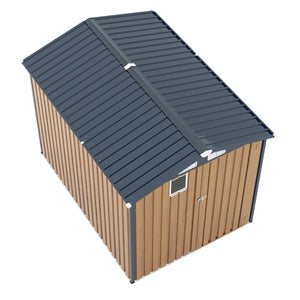 English Elm 6x8ft Outdoor Steel Storage Shed Lockable Vented Galvanized Metal Garden Backyard Tool Unit Yellow W1598P361332