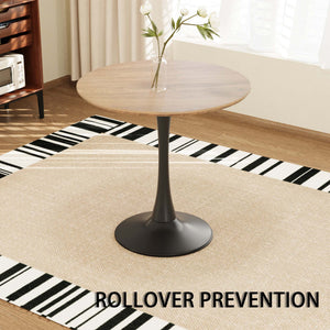 English Elm 31.5" Round Walnut Tulip Dining Table Set With 2 Stylish Faux Leather Chairs For 2-4 People W2189S00711