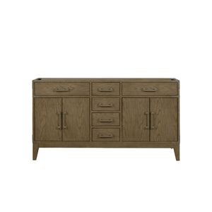 English Elm Grey Oak Double Bath Vanity 60" W With Soft-Close Drawers & Ample Storage For Modern Bathrooms B2731P259852