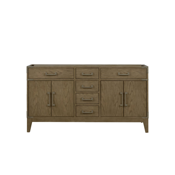 English Elm Grey Oak Double Bath Vanity 60" W With Soft-Close Drawers & Ample Storage For Modern Bathrooms B2731P259852