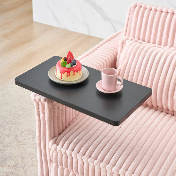 English Elm The pull-out corduroy sofa bed with convertible tabletop and USB charging ports for living room comfort Pink W1278P249022