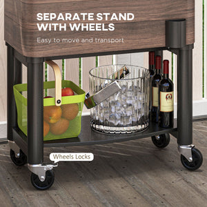 English Elm Outsunny Rolling Steel Beverage Cart Outdoor Cooler with Locking Wheels and Storage Shelf W2225P174310