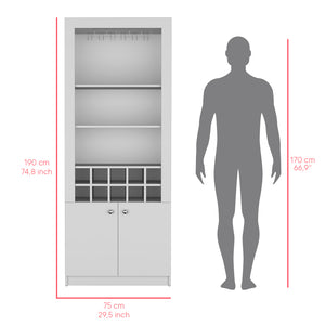 English Elm Bar Cabinet Nixon, Living Room, White