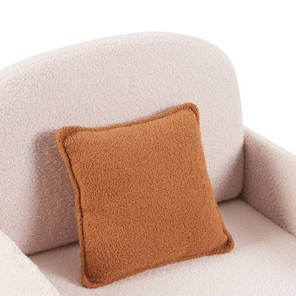 English Elm Furniture Fluffy Sherpa 2-in-1 Pet-Friendly Upholstered Barrel Armchair with Lumbar Pillow, Cream White Cozy Retreat for Living Room Bedroom Office N843P331158C