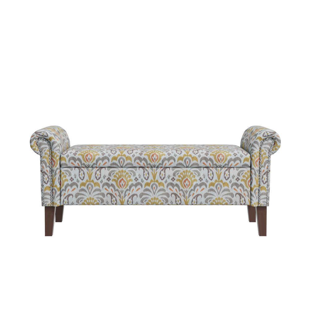 English Elm Conrad Storage Ottoman - Elegant Floral Upholstered Lift-Top With Nail Head Trim For Stylish Organization B127P278181