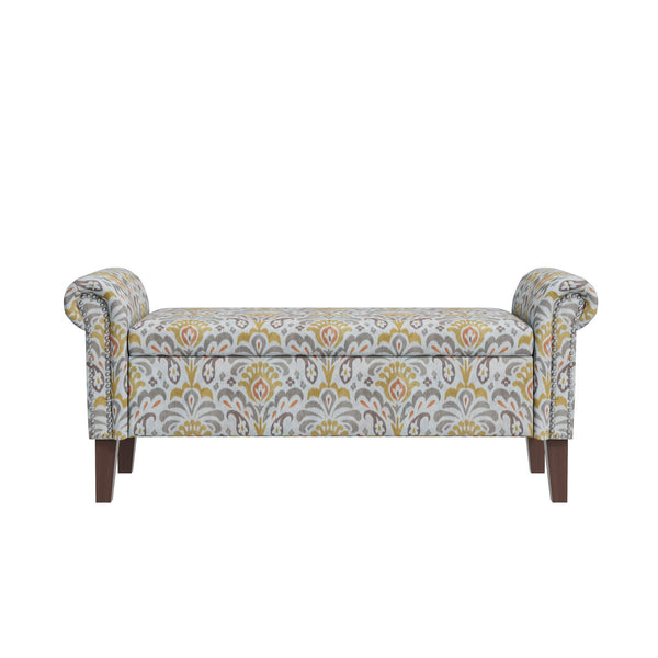 English Elm Conrad Storage Ottoman - Elegant Floral Upholstered Lift-Top With Nail Head Trim For Stylish Organization B127P278181