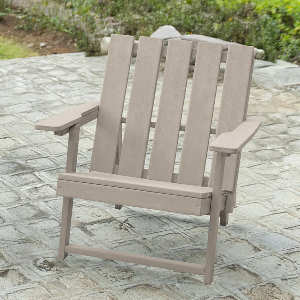English Elm Shoreline Recycled Hdpe Folding Adirondack Chair Fully Assembled Modern Patio Seating Sand B2745P409685