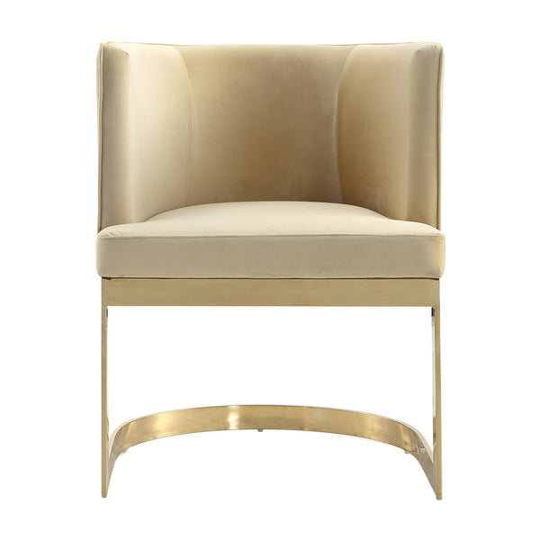 English Elm Aura Metal Velvet Dining Chair with Polished Brass Frame, Luxurious Foam Padding, 300 lb Capacity Sand B365P397765
