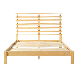 English Elm Premium Solid Pine Queen Platform Bed Architectural Slat Headboard Modern Bedroom Natural N770PQ367009N