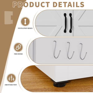 English Elm White Powder-coated Steel Pantry Cabinet with Adjustable Shelves for Kitchen or Bath T2398P413027