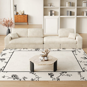 English Elm 114.5'Modern Corduroy Modular sofa with reversible chaise, slow-rebound foam cushions and versatile L-shape seating Beige W834S00456