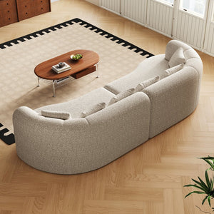 English Elm Curved Chenille Sectional Sofa Oversized Four Seat Cloud Foam Living Room Lounge W3505P355582