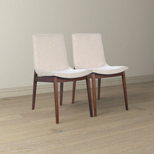 English Elm Ravel Upholstered Dining Chair Set Padded Beige Polyester Solid Wood Frame Pair B183P255321