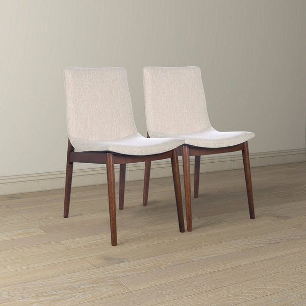 English Elm Ravel Upholstered Dining Chair Set Padded Beige Polyester Solid Wood Frame Pair B183P255321