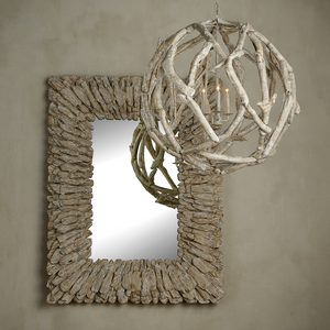 Beachhead Whitewash Rectangular Mirror – Coastal Charm with Distressed Wood and Versatile Style