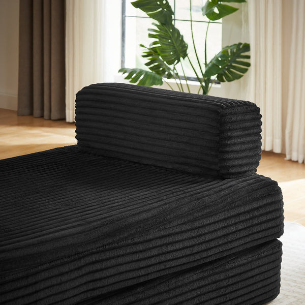English Elm Loveseat Cloud Sectional Sofa with Corduroy Upholstery Plush Sponge Core Modular Design Black W2339P411911