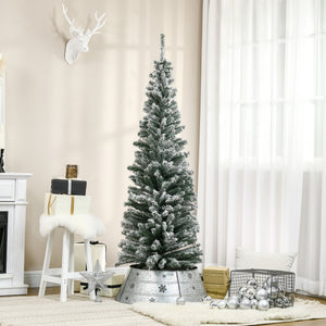 English Elm Homcom 6' Slim Snow-Flocked Artificial Christmas Tree - Realistic Branches & Space-Saving Design W2225P229631