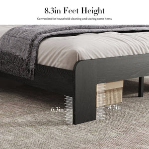 English Elm Bed Frame Queen Size - Modern Wood Platform Bed With Led Headboard, Usb Ports & Under-Bed Storage W636P277309