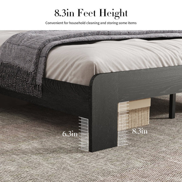 English Elm Bed Frame Queen Size - Modern Wood Platform Bed With Led Headboard, Usb Ports & Under-Bed Storage W636P277309