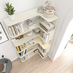 English Elm 90cm L-shaped Corner Bookcase Five Tier Mdf Open Shelving for Living Room Office W2899P444151